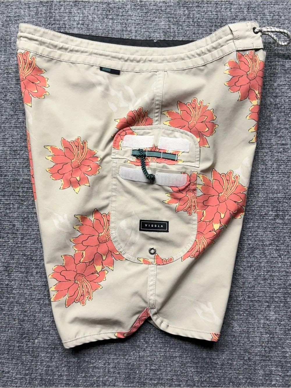 Vissla Board Shorts Mens 32 Gray Surf Beach Drawstring Floral Swim Trunks